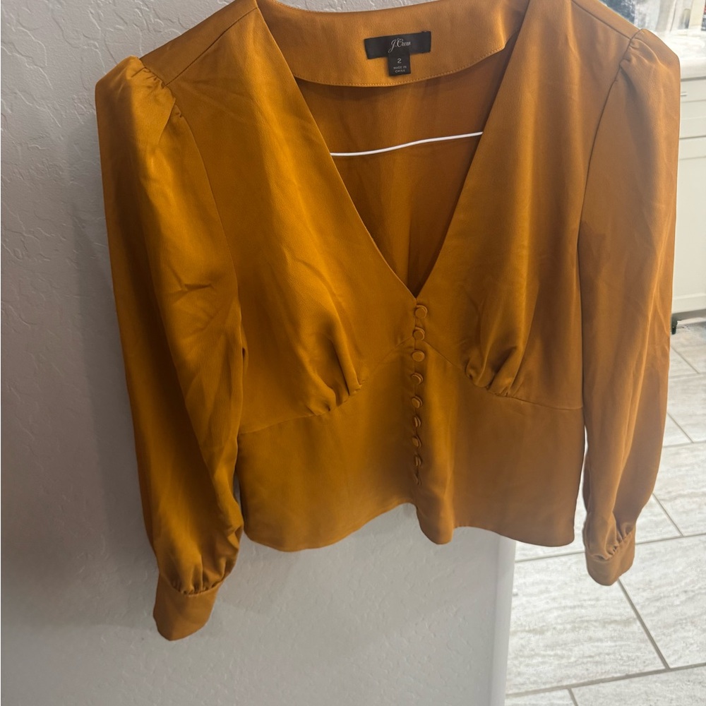 J. Crew Golden V-Neck Blouse